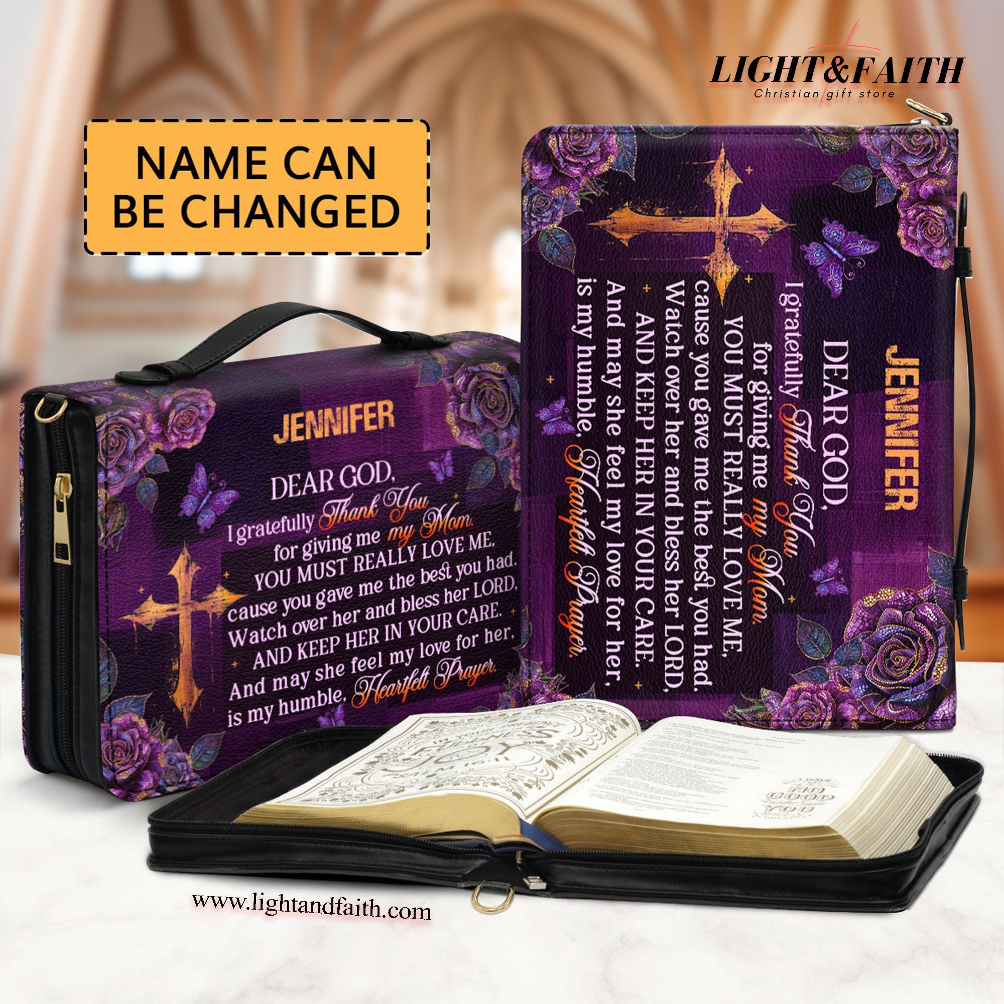 I Gratefully Thank You For Giving Me My Mom Leather Book Cover, Personalized Leather Bible Cover, Christian Gift, Bible Covers Jesus Gifts